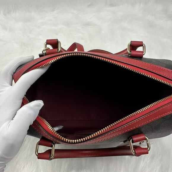 Coach Rowan Satchel Bag In Signature Canvas In Leather/Brown 1941 Red CH280 NWT - Picture 7 of 8